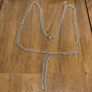 Vintage Silver Double Strand Fishbone Necklace.